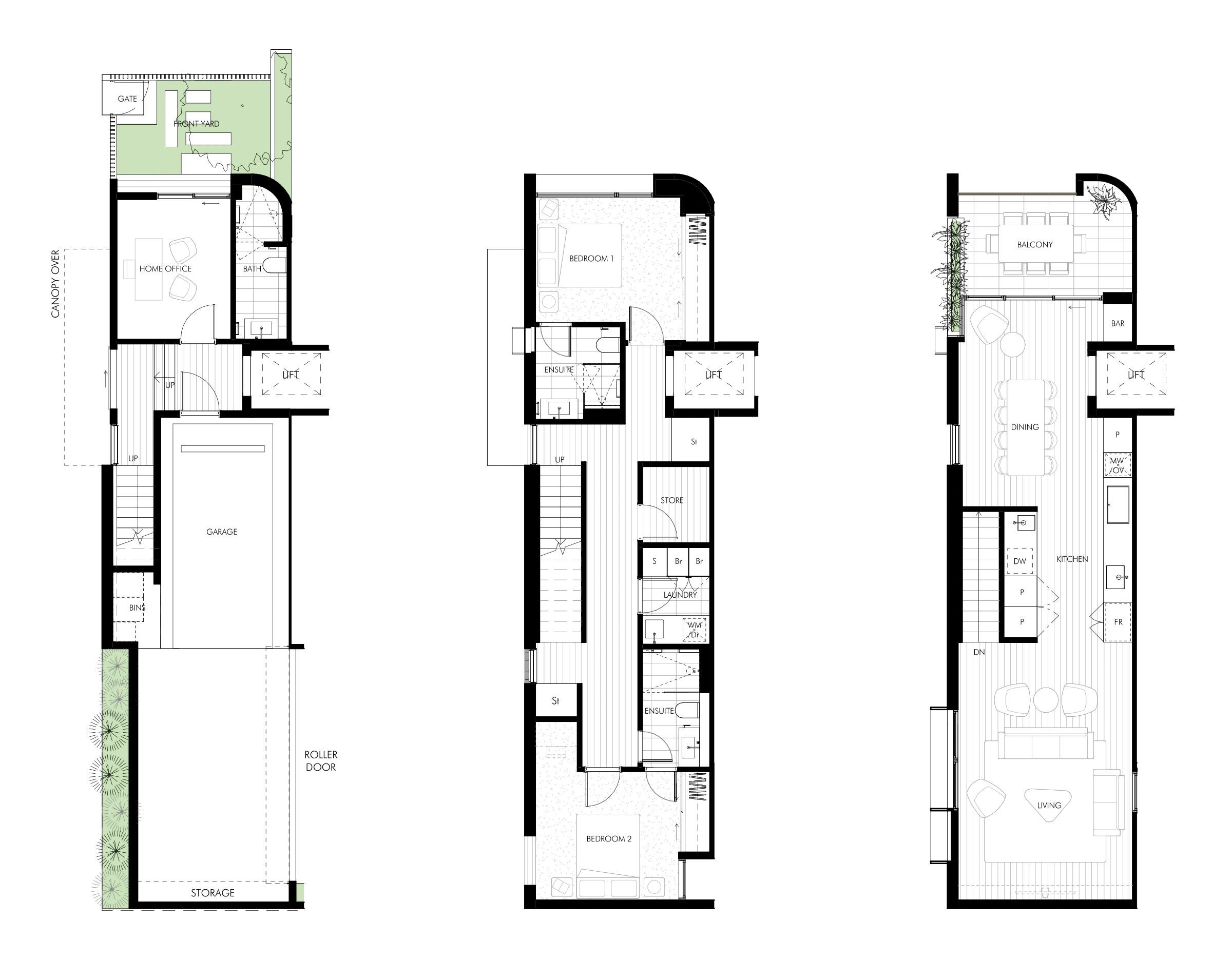 Filaro Type 1 floorplan showing all levels